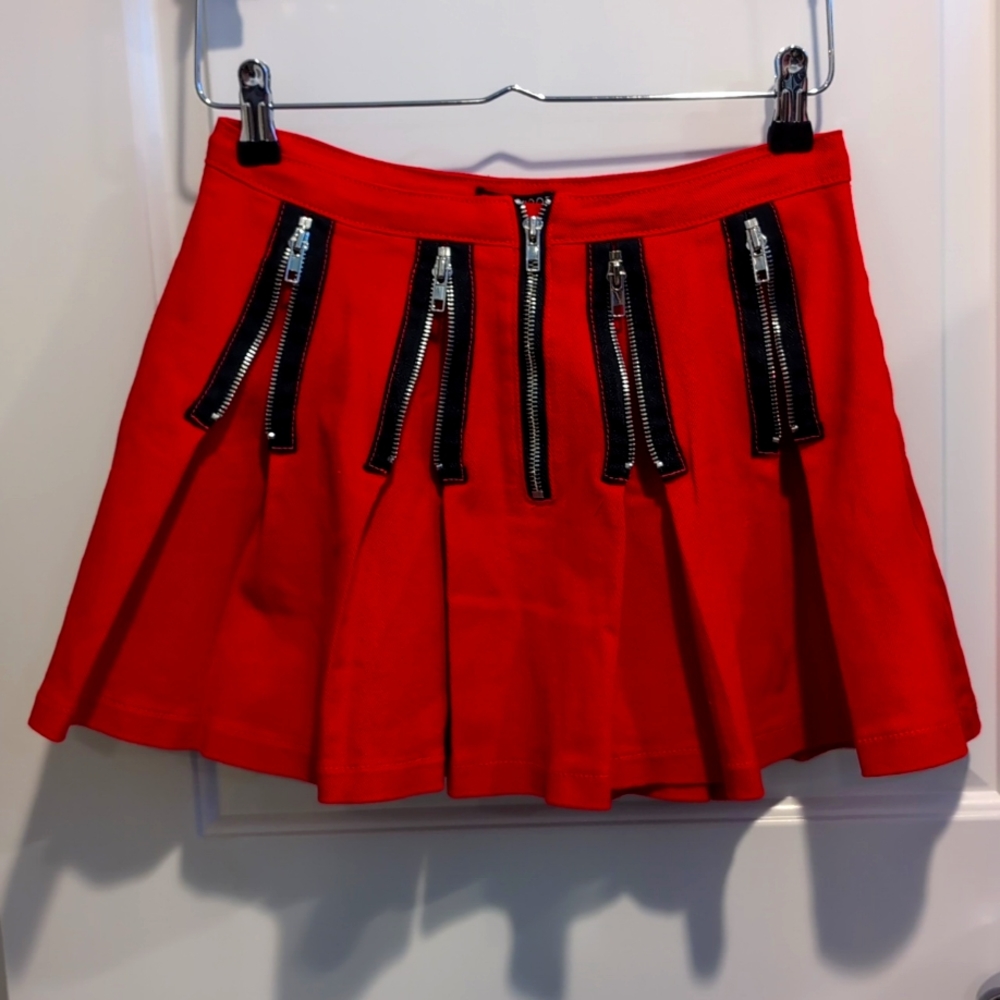 Current Mood red zipper punk skirt M